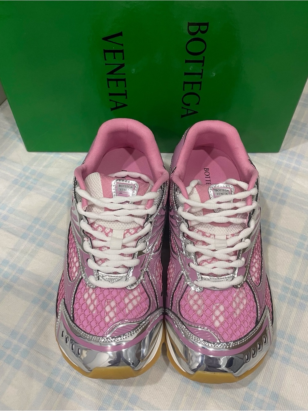 Bottega Veneta Pink Mesh Runner Sneakers